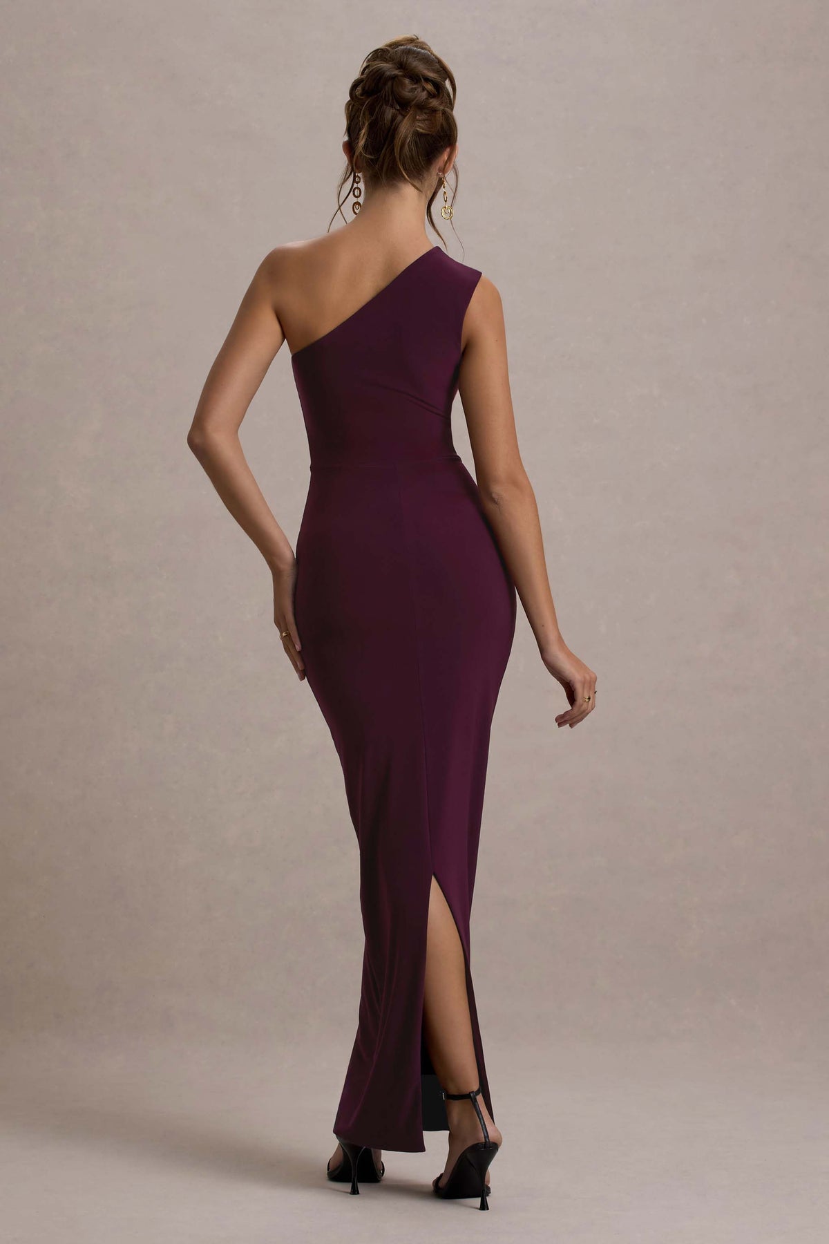 Women’s Evening Gown - One Shoulder - Ruched Fitted Silhouette - Floor Length Formal Wear