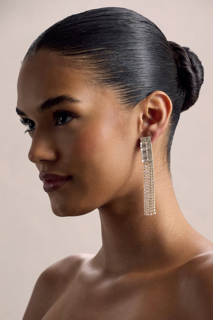 Women’s Statement Earrings - Long Dangle Design - Crystal Embellished - Elegant Style