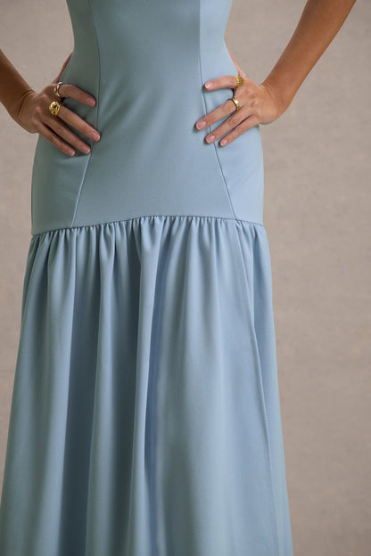 Women’s Evening Gown - Strapless Fitted Bodice - High Slit Flowing Skirt - Elegant Formal Wear