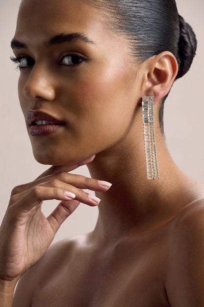 Women’s Statement Earrings - Long Dangle Design - Crystal Embellished - Elegant Style