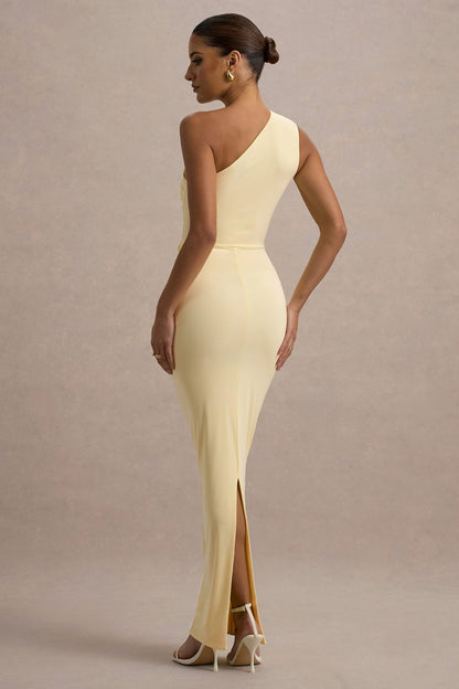 Women’s Bodycon Gown - One Shoulder - Ruched Detailing - Full Length Elegant Fit