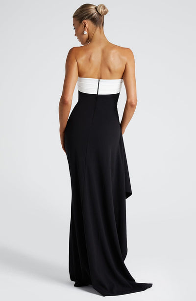Afira-robe-maxi-noir-blanc